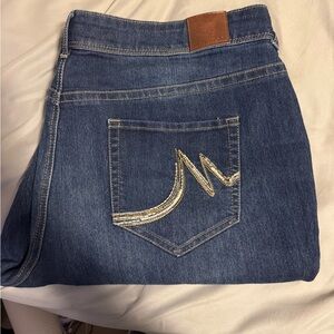 Maurices Indigo Boot Cut Jeans with Tan Stitching